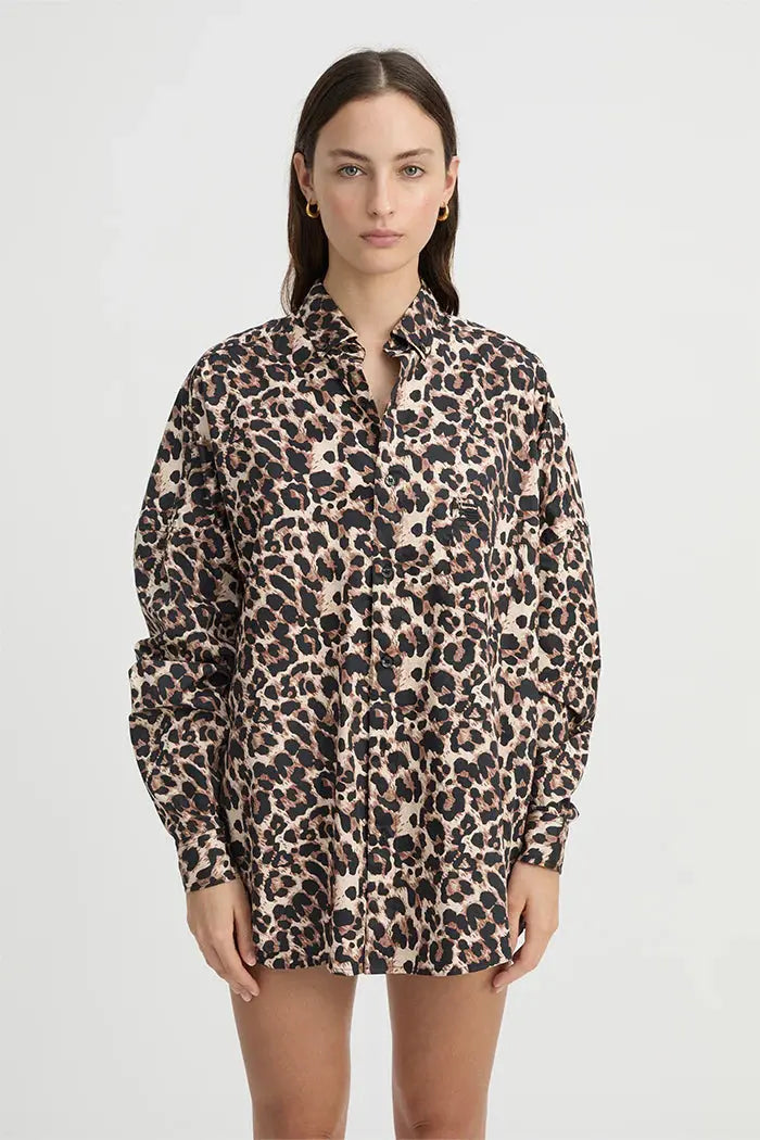 Leopard print cotton shirt