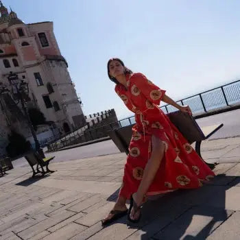 Kivari Collection Image Girl in Red dress Outside