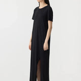 Longline T-Shirt Dress in Black BASSIKE