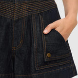 Celene Denim Short in Raw Kivari