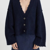 Blue cardigan with silver button blanca at clothlifestyle boutique