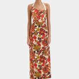 Castella Gathered Midi Dress in Flora Rosso Sir.