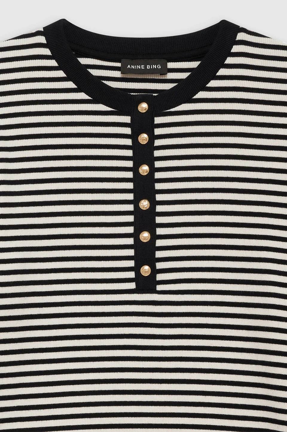 Alessia Top in Black and Cream Stripe Anine Bing