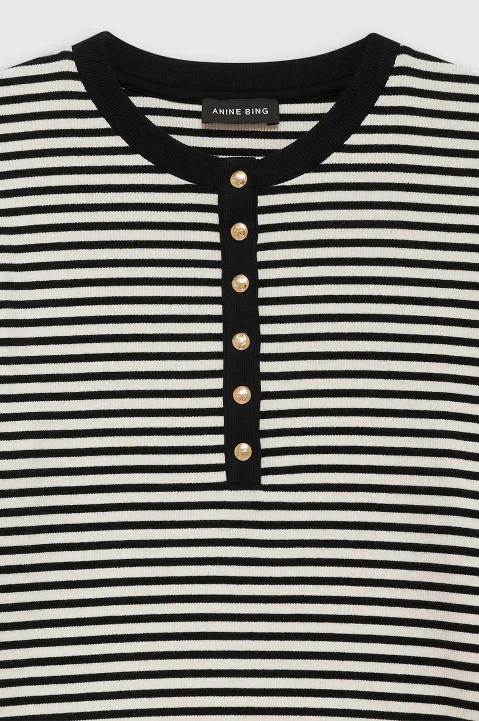 Alessia Top in Black and Cream Stripe Anine Bing