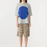 Slouch Dot Tee In Grey Marle Cobalt