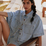 Hester Denim Shirt in Stonewash Blue Kivari
