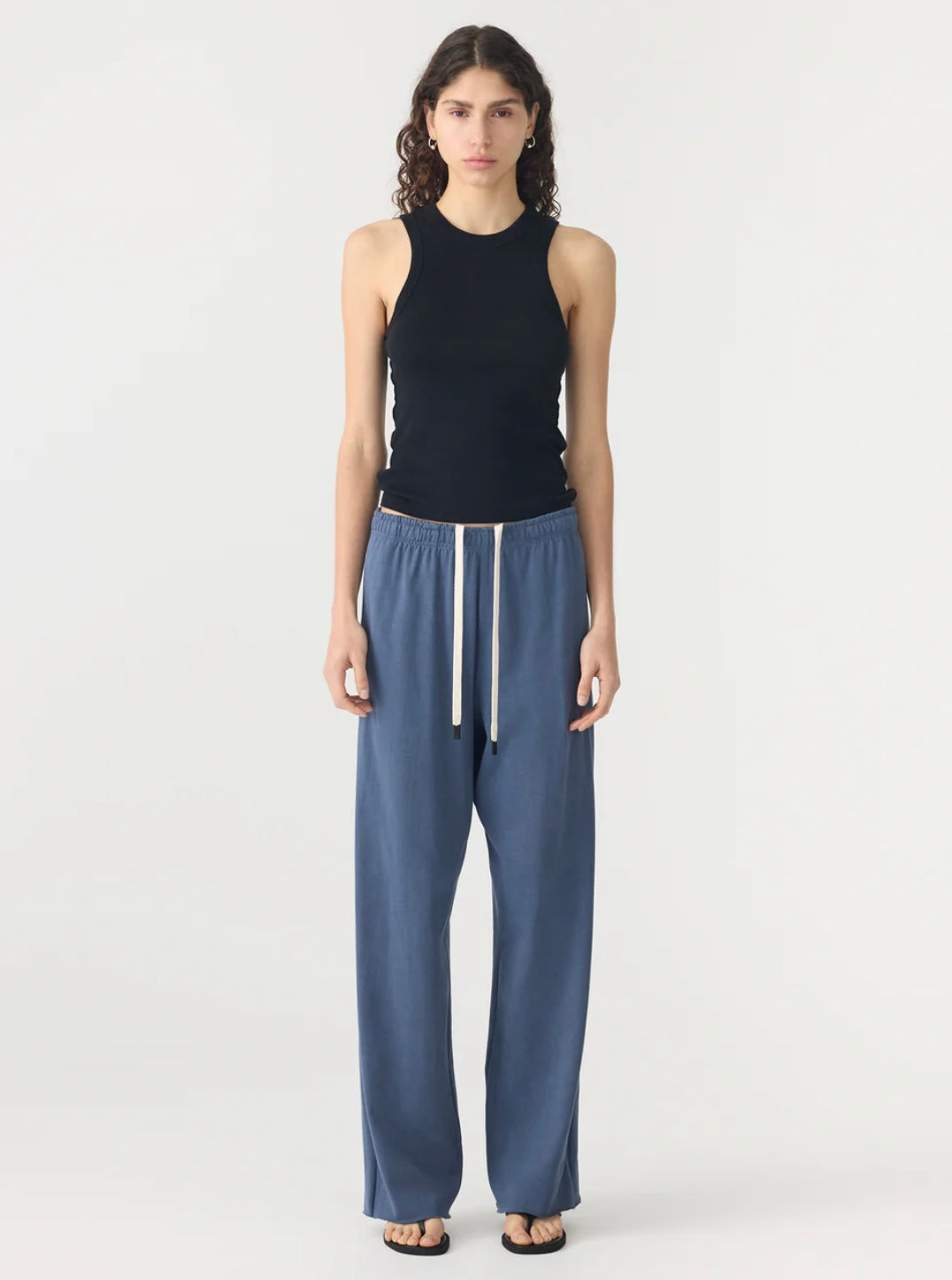 Wide leg double jersey pant in Midnight Blue Bassike