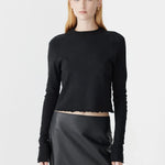Slim Rib Raglan Long Sleeve T-shirt in Black Bassike