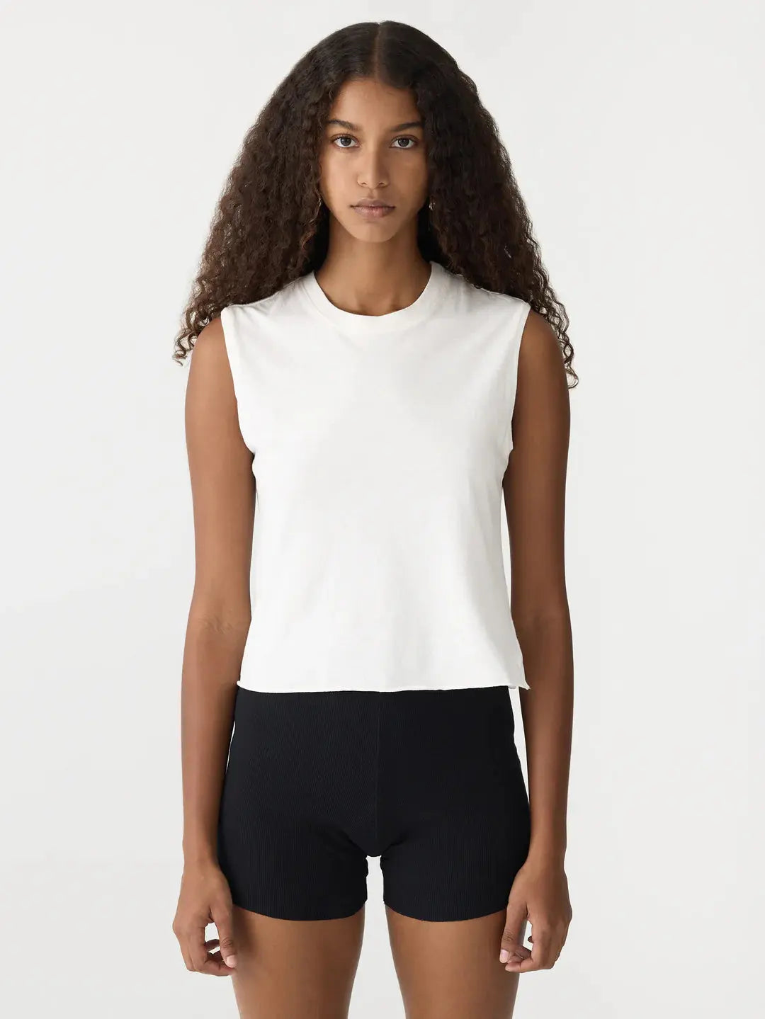 Raw Edge Baby Tank in White BASSIKE