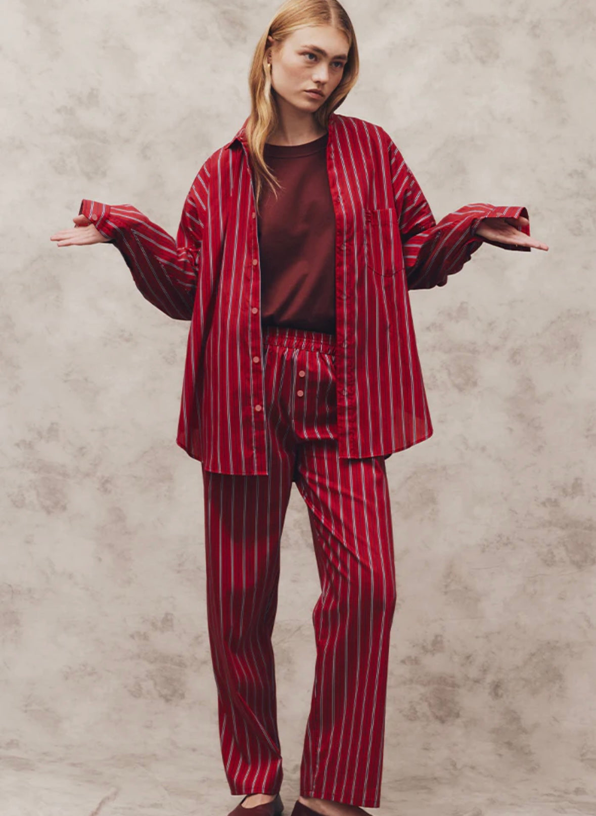 Red stripe shirt by blanca at clothlifestyle boutique