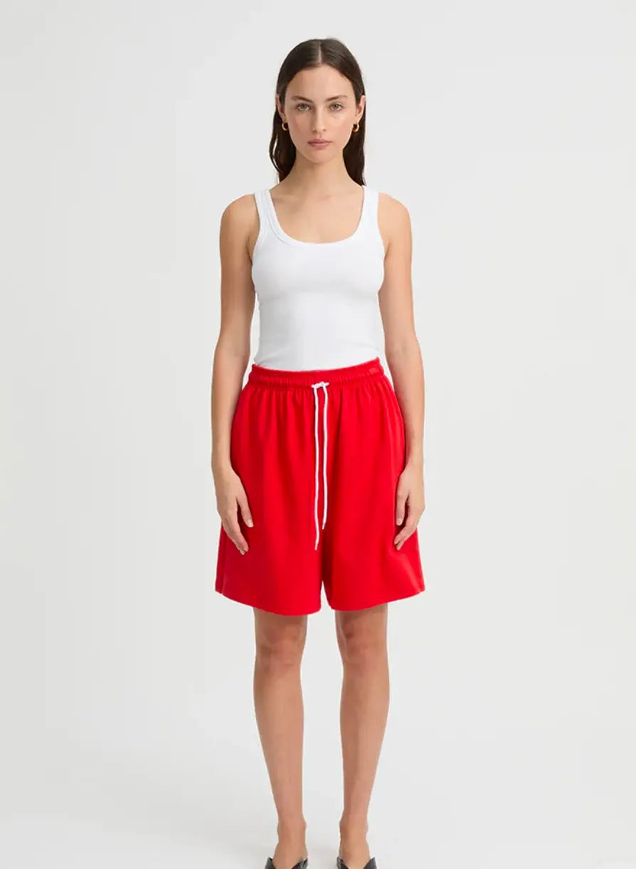 Red cotton short with drawstring clothlifestyle boutique