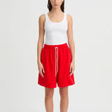 Red cotton short with drawstring clothlifestyle boutique