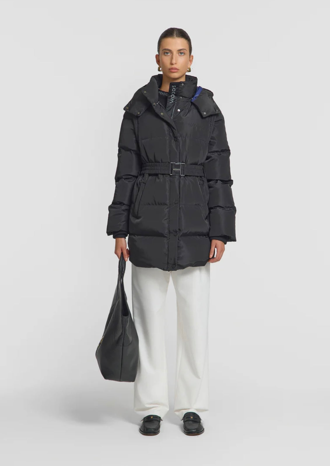 Black puffer jacket with belt Viktoria and Woods at Clothlifestyle boutique