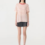 Stripe Boyfriend T-Shirt in Red BASSIKE