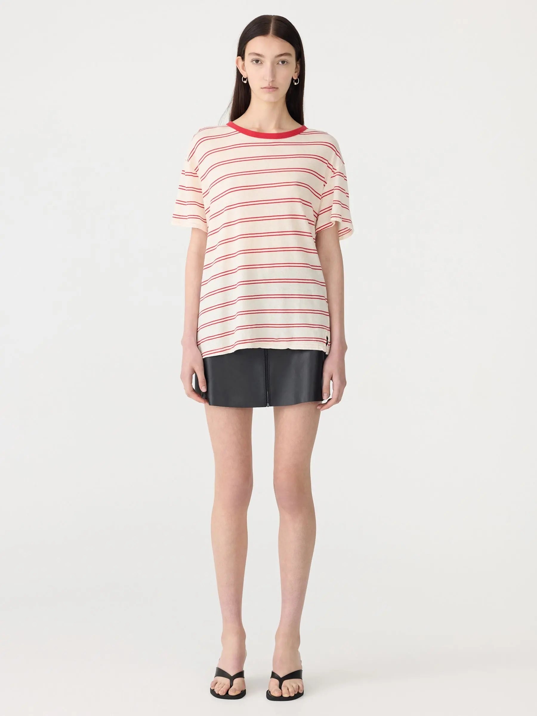 Stripe Boyfriend T-Shirt in Red BASSIKE