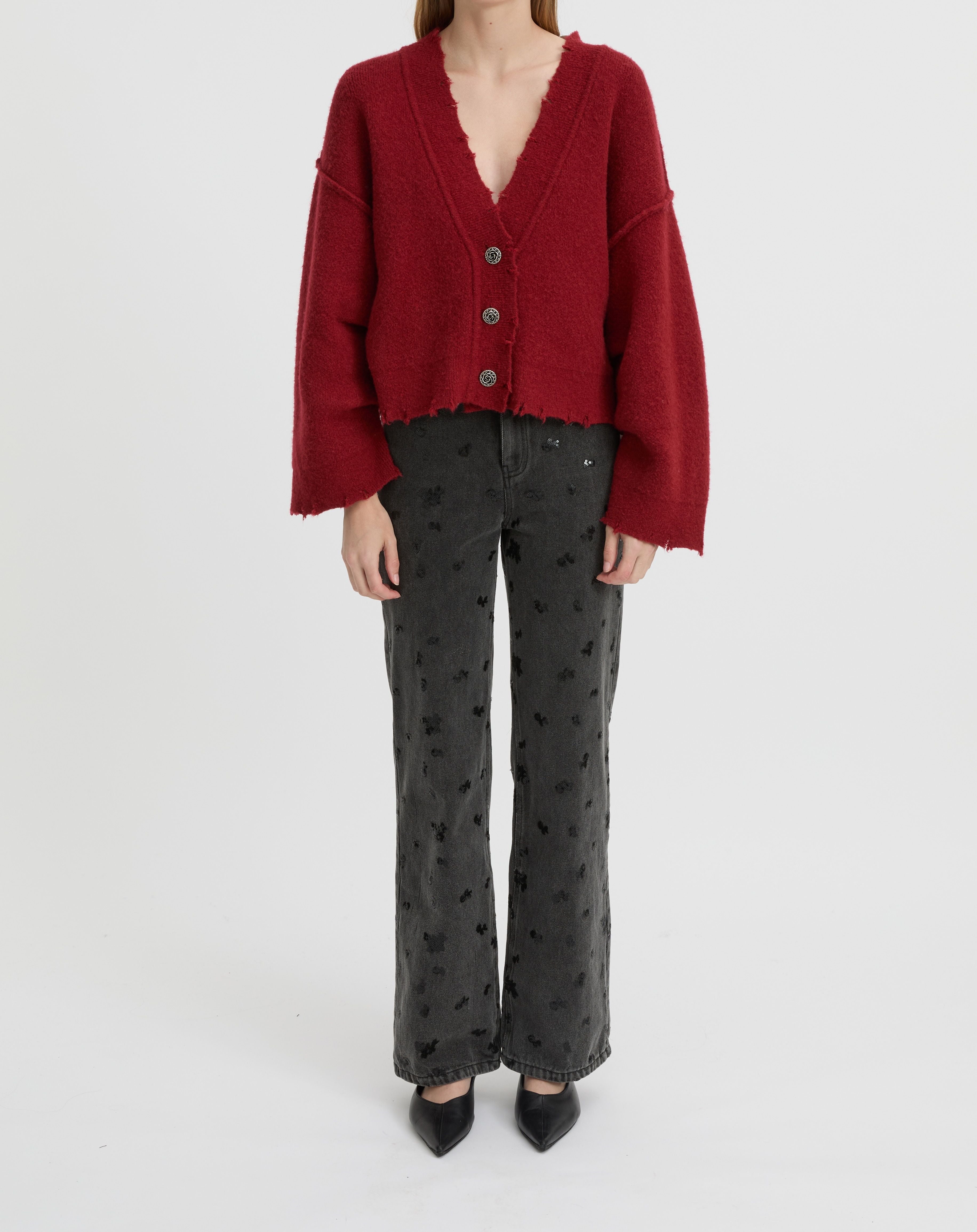 Pepa Cardigan in Burgundy Blanca