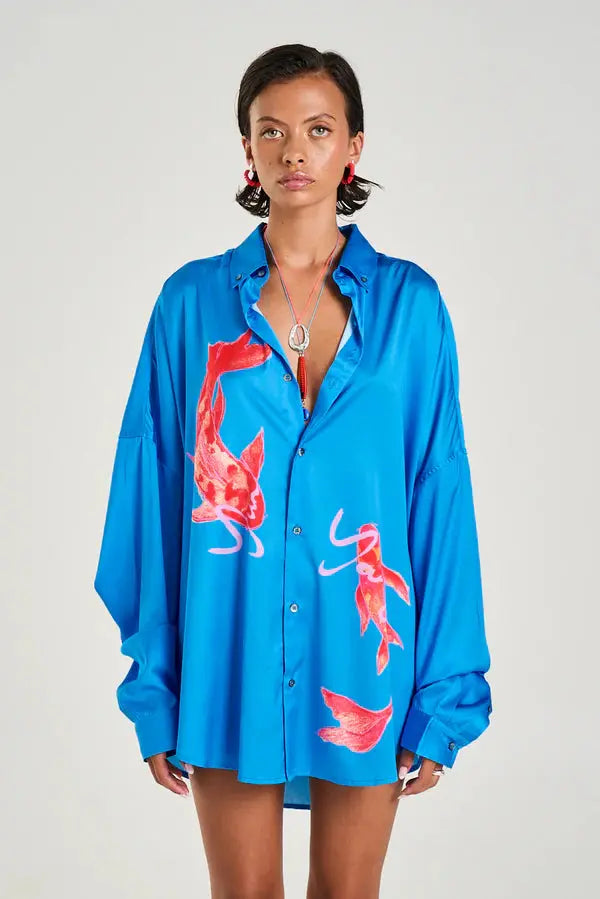 Long Sleeve Oversized Shirt in Blue Summi Summi