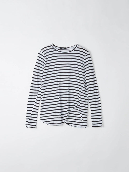 Stripe Scoop Hem Long Sleeve T-shirt