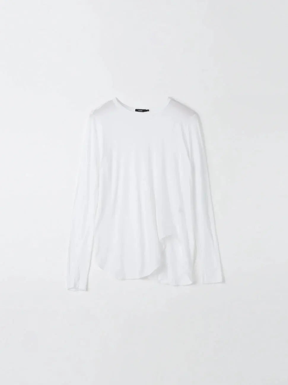 Regular Scoop Hem Long Sleeve T-shirt in White