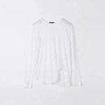 Regular Scoop Hem Long Sleeve T-shirt in White