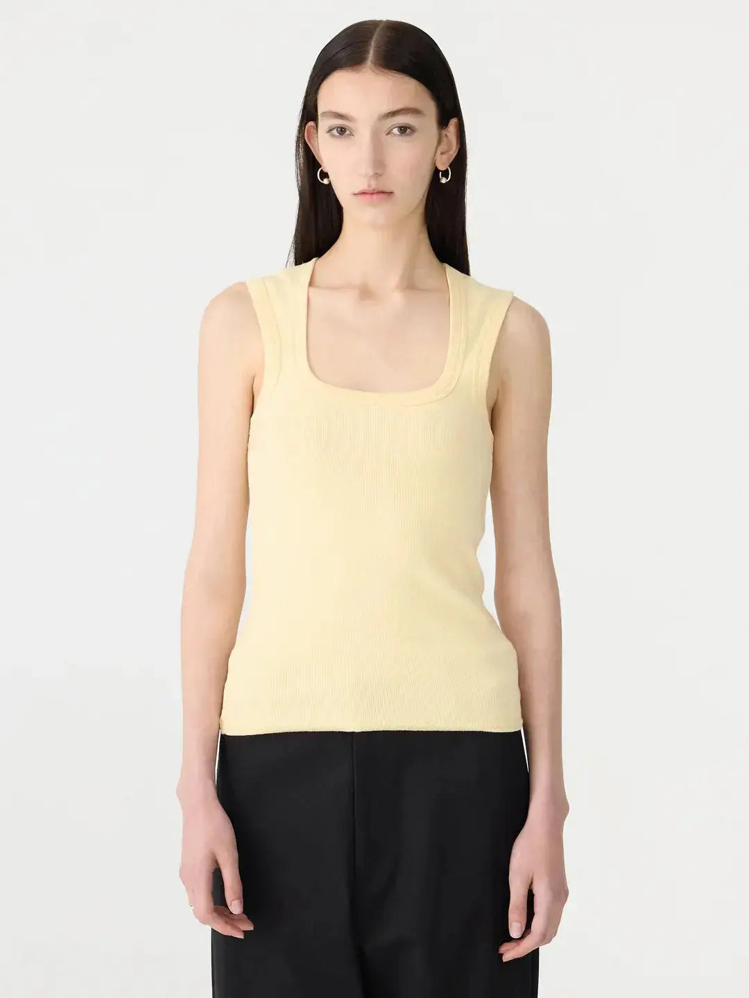 Low Scooped Rib Tank in Yellow Bassike