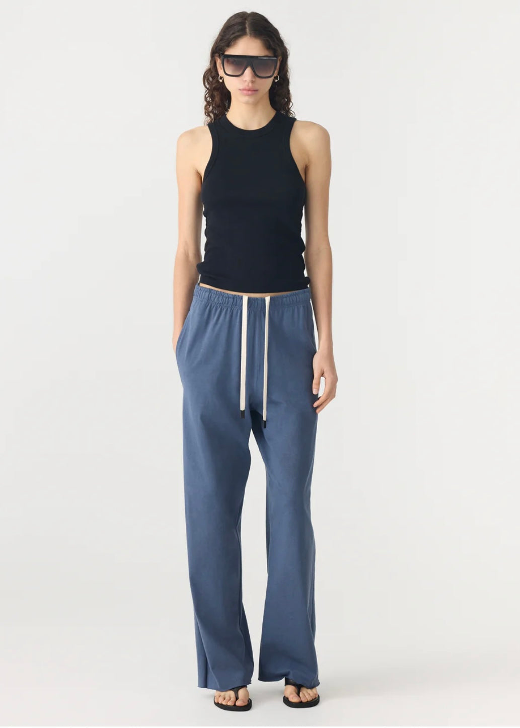 Wide leg double jersey pant in Midnight Blue Bassike