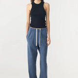 Wide leg double jersey pant in Midnight Blue Bassike