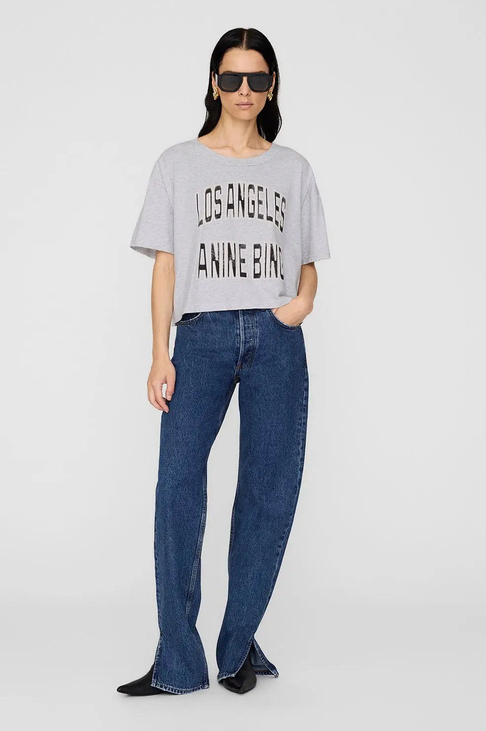 Johnny Cropped Tee in Grey - Cloth Lifestyle Boutique- Anine Bing
