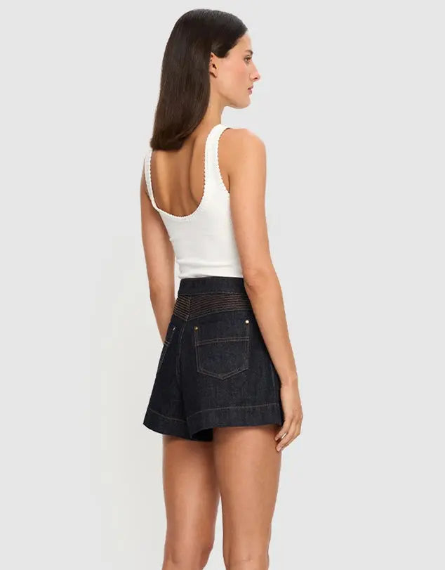 Celene Denim Short in Raw Kivari
