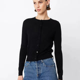 Maine Cardigan in Black Merino Wool Mossman
