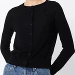 Maine Cardigan in Black Merino Wool Mossman