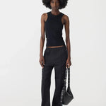 Pique Stripe Detail Pant In Black/Pale Blue Stripe Bassike