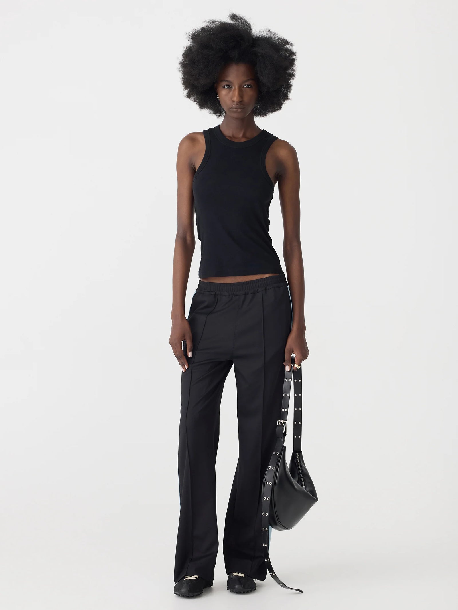 Pique Stripe Detail Pant In Black/Pale Blue Stripe Cloth Lifestyle Boutique