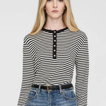 Alessia Top in Black and Cream Stripe Anine Bing