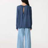 Long Sleeve Circle Top in Midnight Blue Bassike