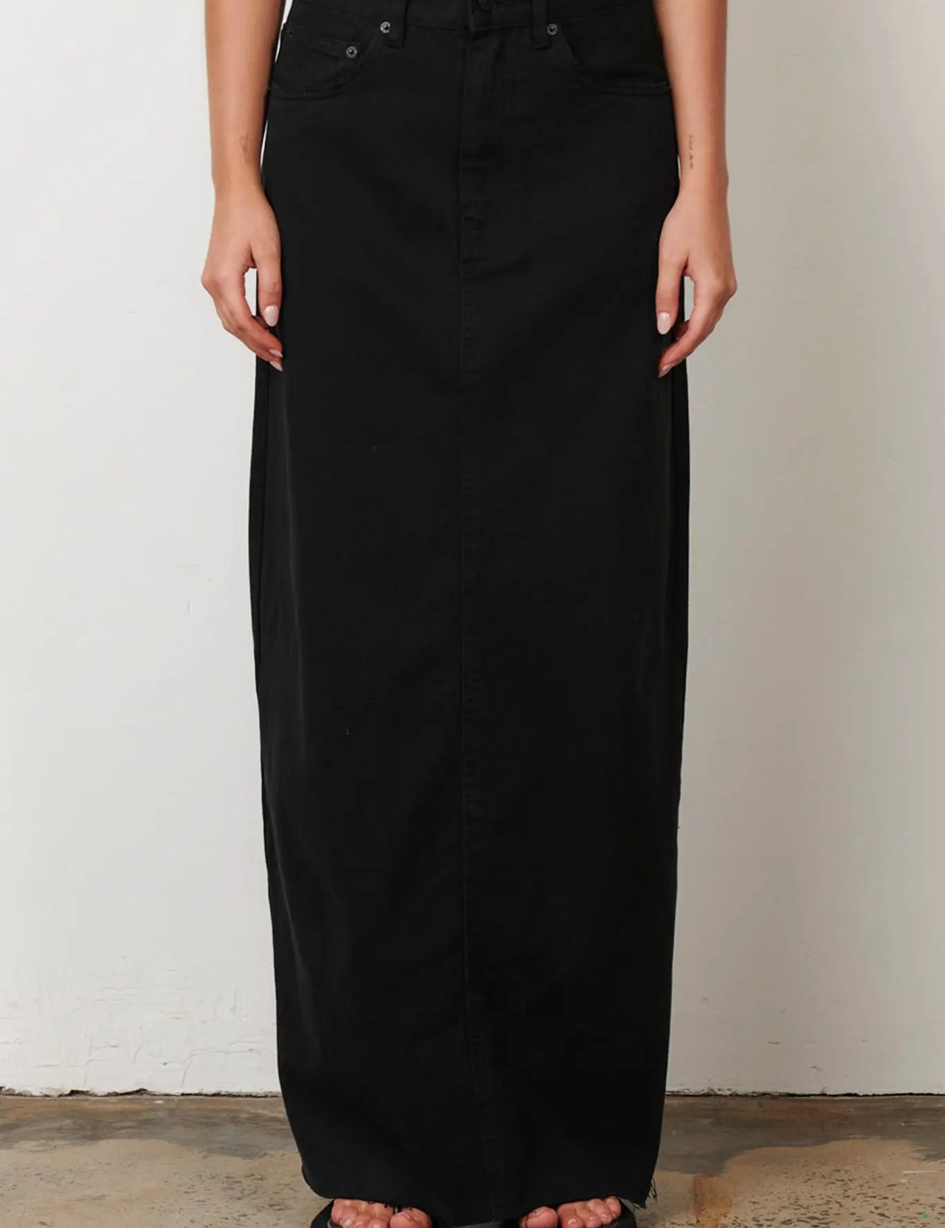 Hudson Maxi Skirt in Overdyed Black