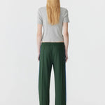 Twill Stripe Detail Pant in Pine and Marine Blue Bassike