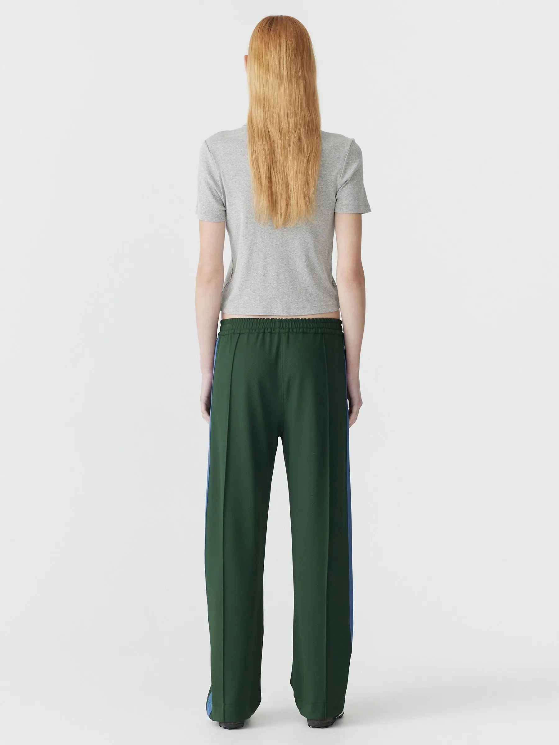 Twill Stripe Detail Pant in Pine and Marine Blue Bassike
