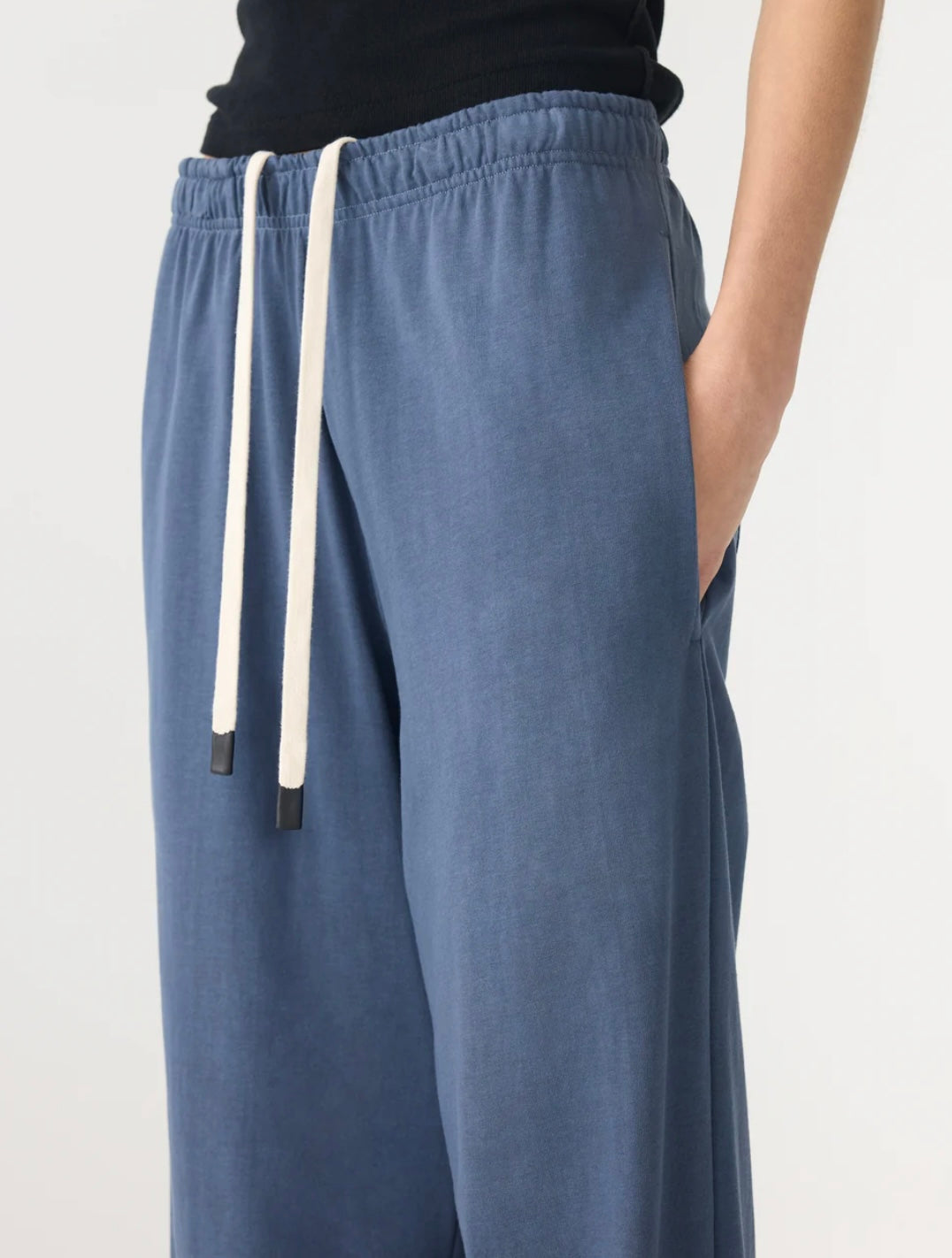 Wide leg double jersey pant in Midnight Blue Bassike