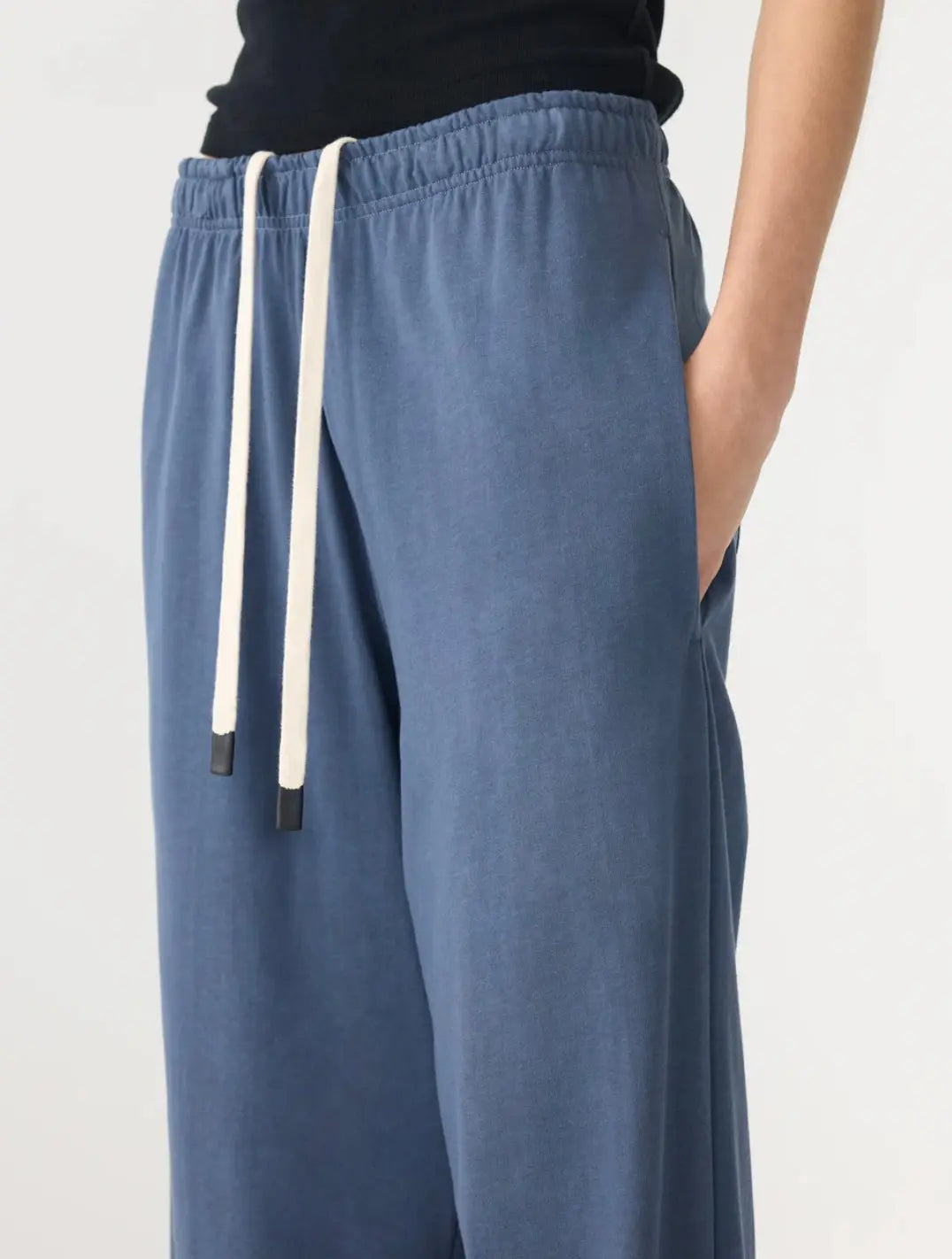 Wide leg double jersey pant in Midnight Blue Bassike