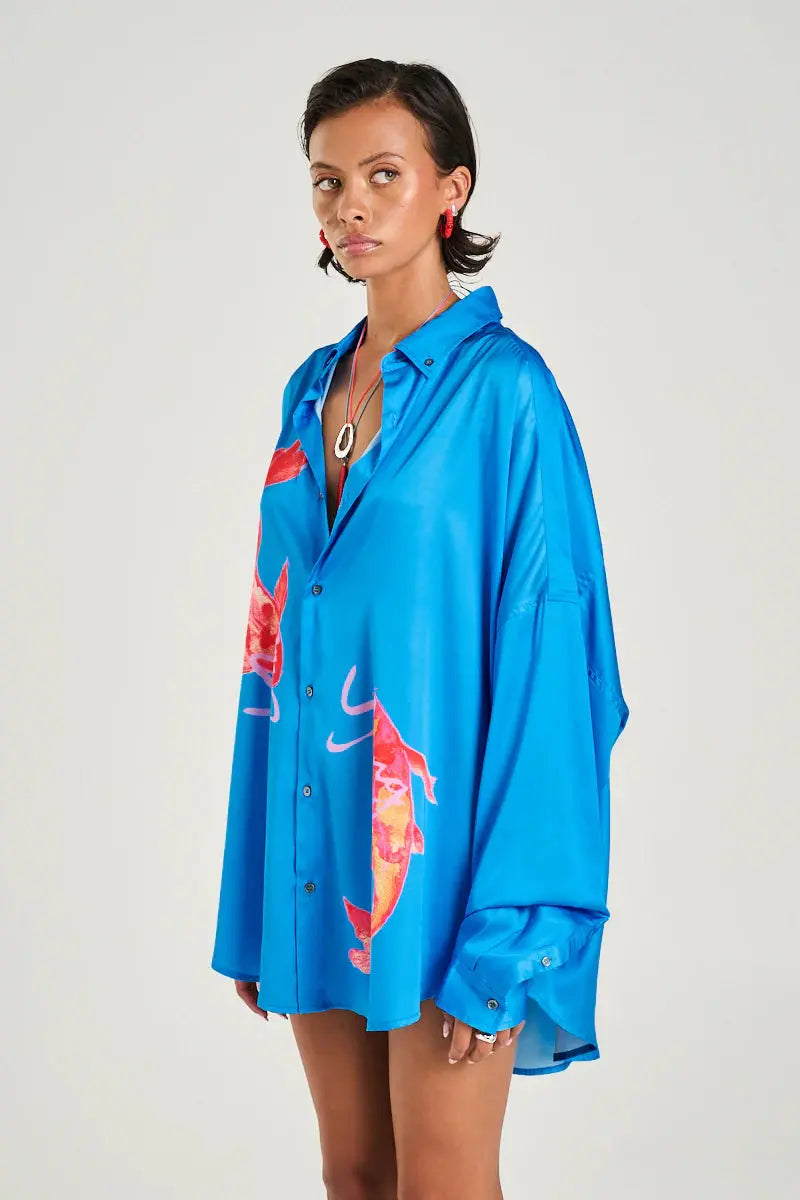 Long Sleeve Oversized Shirt in Blue Summi Summi