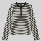 Black and white striped long sleeve top with gold buttons anine bing clothlifestyleboutique