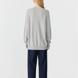 Oversized Crew Neck Knit in Light Grey Marle Bassike
