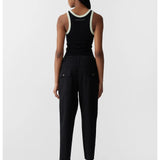 stretch cotton relaxed pant black