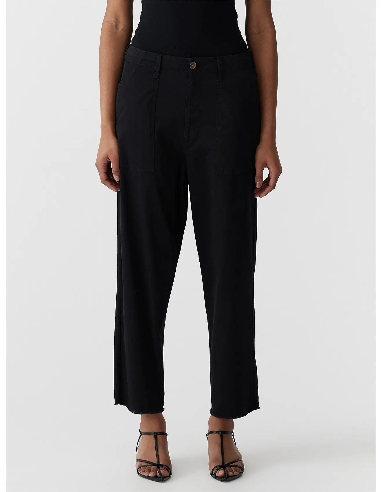 stretch cotton relaxed pant black