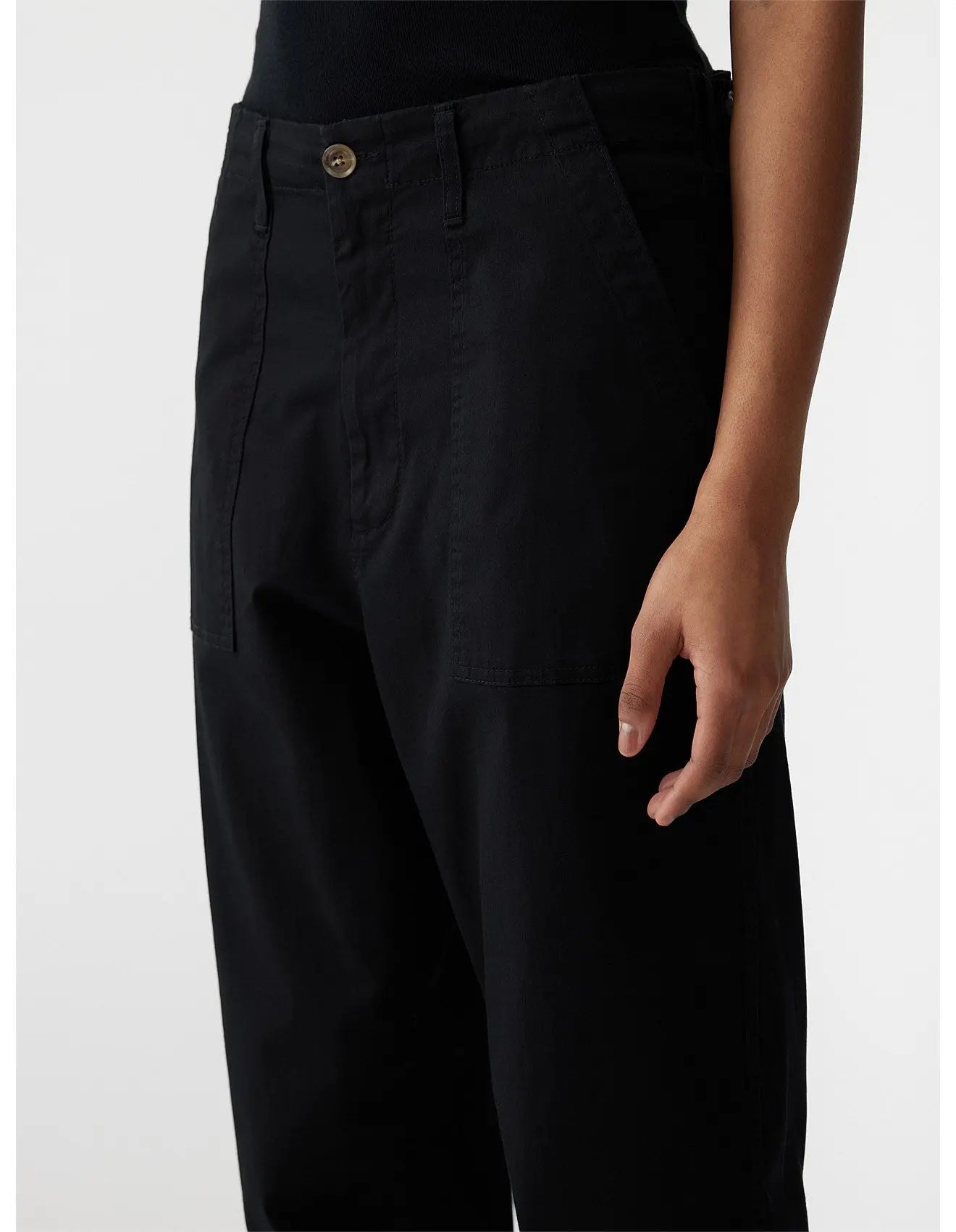 Stretch Cotton Relaxed Pant in Black Bassike