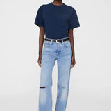Blue tshirt with blue jeans