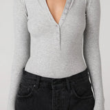 Lara Bodysuit in Grey Marle Bayse Brand