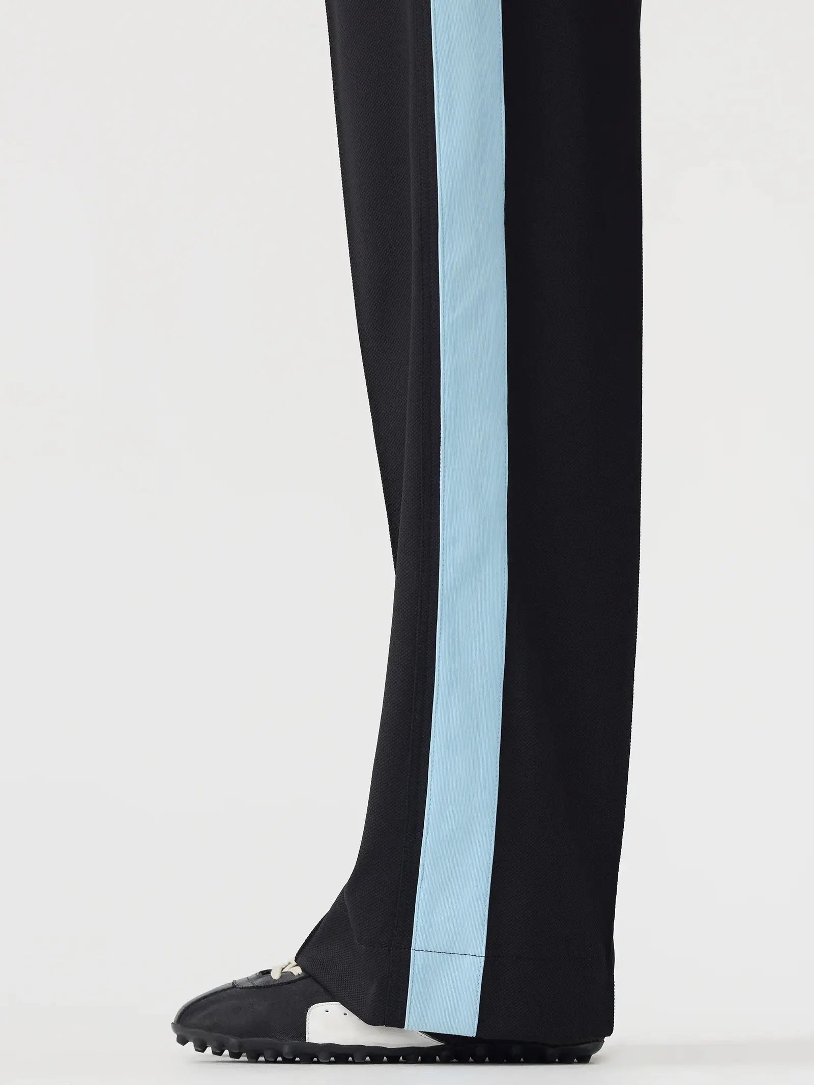 Pique Stripe Detail Pant In Black/Pale Blue Stripe Bassike