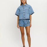 Hester Denim Shirt in Stonewash Blue Kivari